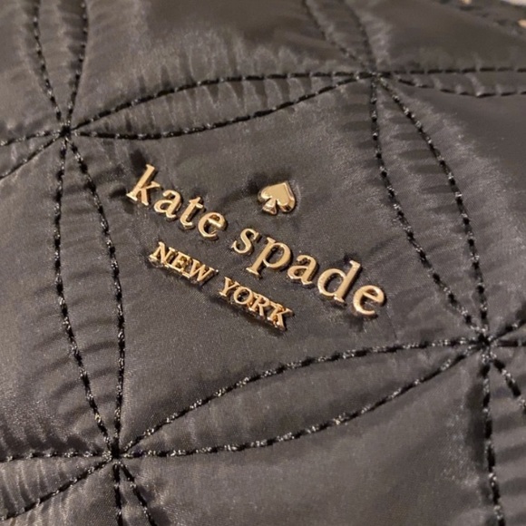 ♠️kate spade Chelsea Quilted Large Nylon Weekender Bag, Black NWT - Picture 5 of 9